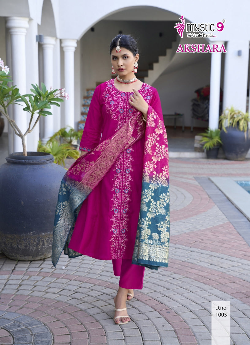 Akshara Vol 1 Mystic 9 Vertican Readymade Pant Style Suits Manufacturer India