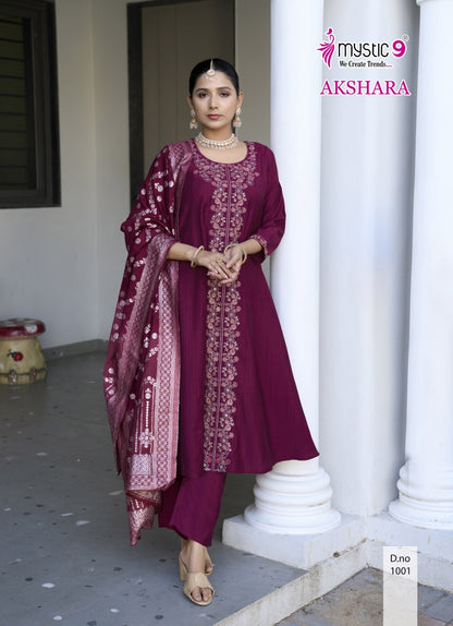 Akshara Vol 1 Mystic 9 Vertican Readymade Pant Style Suits Manufacturer India