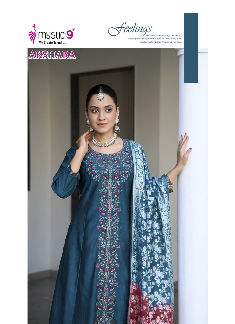 Akshara Vol 1 Mystic 9 Vertican Readymade Pant Style Suits Manufacturer India