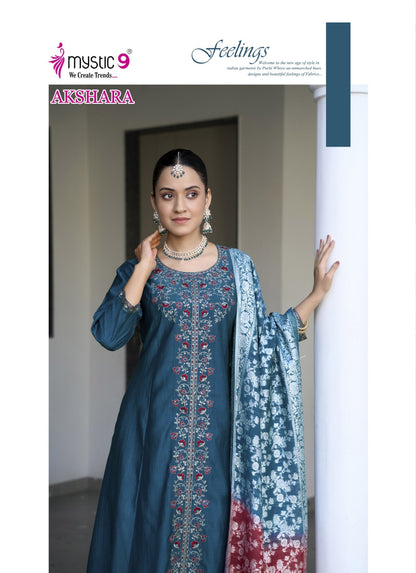 Akshara Vol 1 Mystic 9 Vertican Readymade Pant Style Suits Manufacturer India