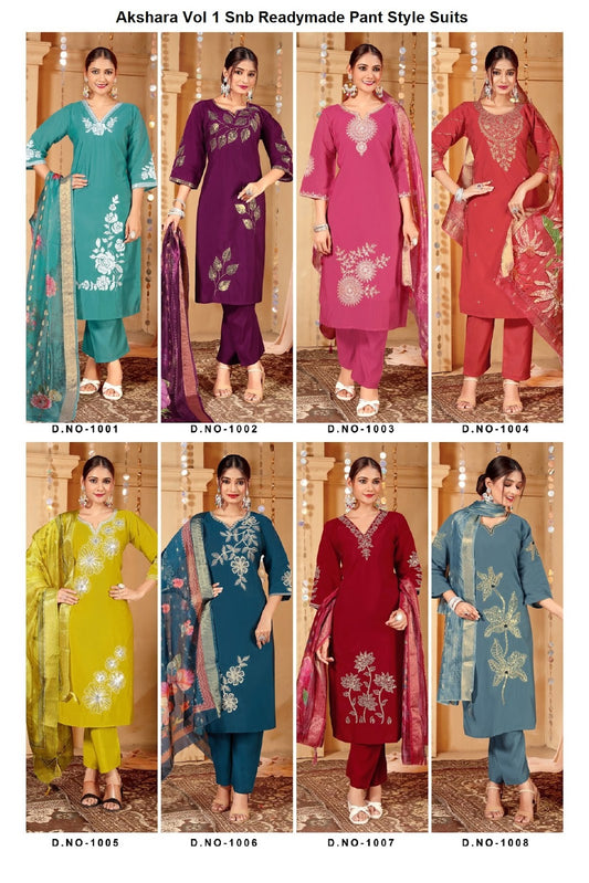 Akshara Vol 1 Snb Roman Silk Readymade Pant Style Suits Supplier