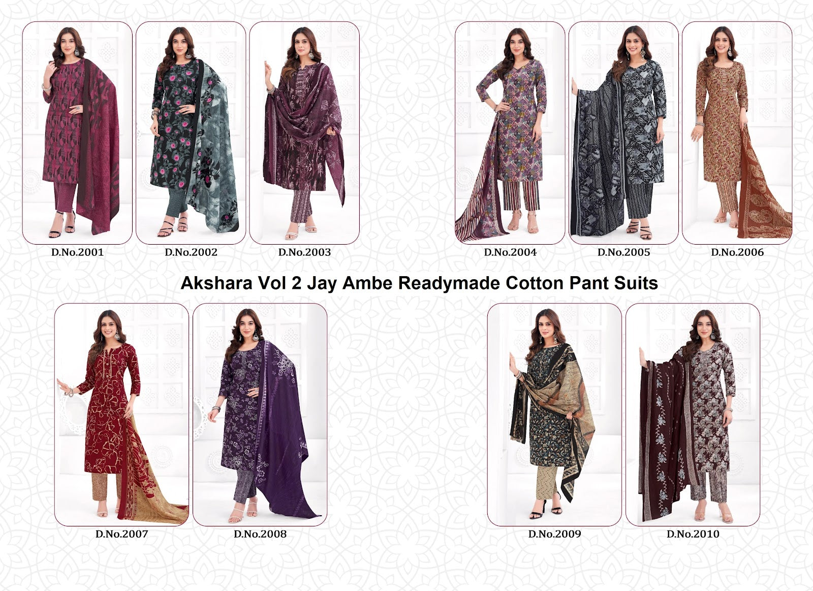 Akshara Vol 2 Jay Ambe Readymade Cotton Pant Suits Wholesale Price