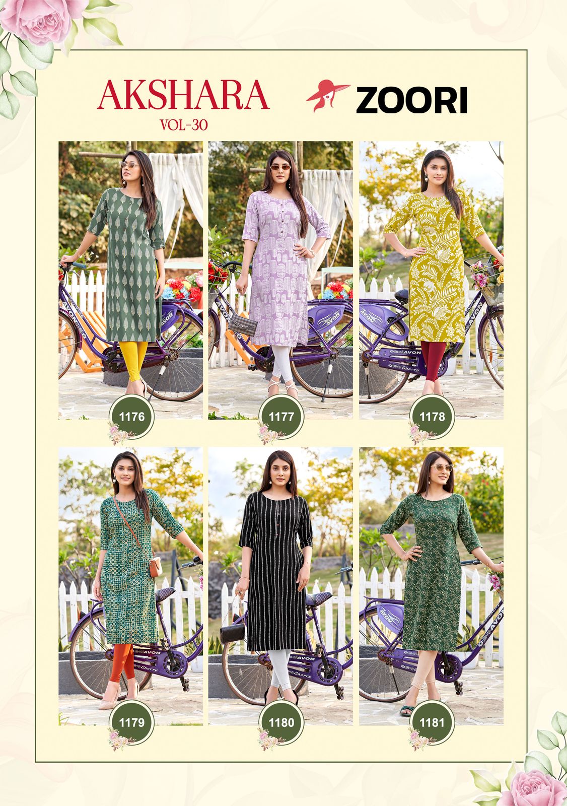 Akshara Vol 30 Zoori Rayon Long Straight Kurti Wholesaler India