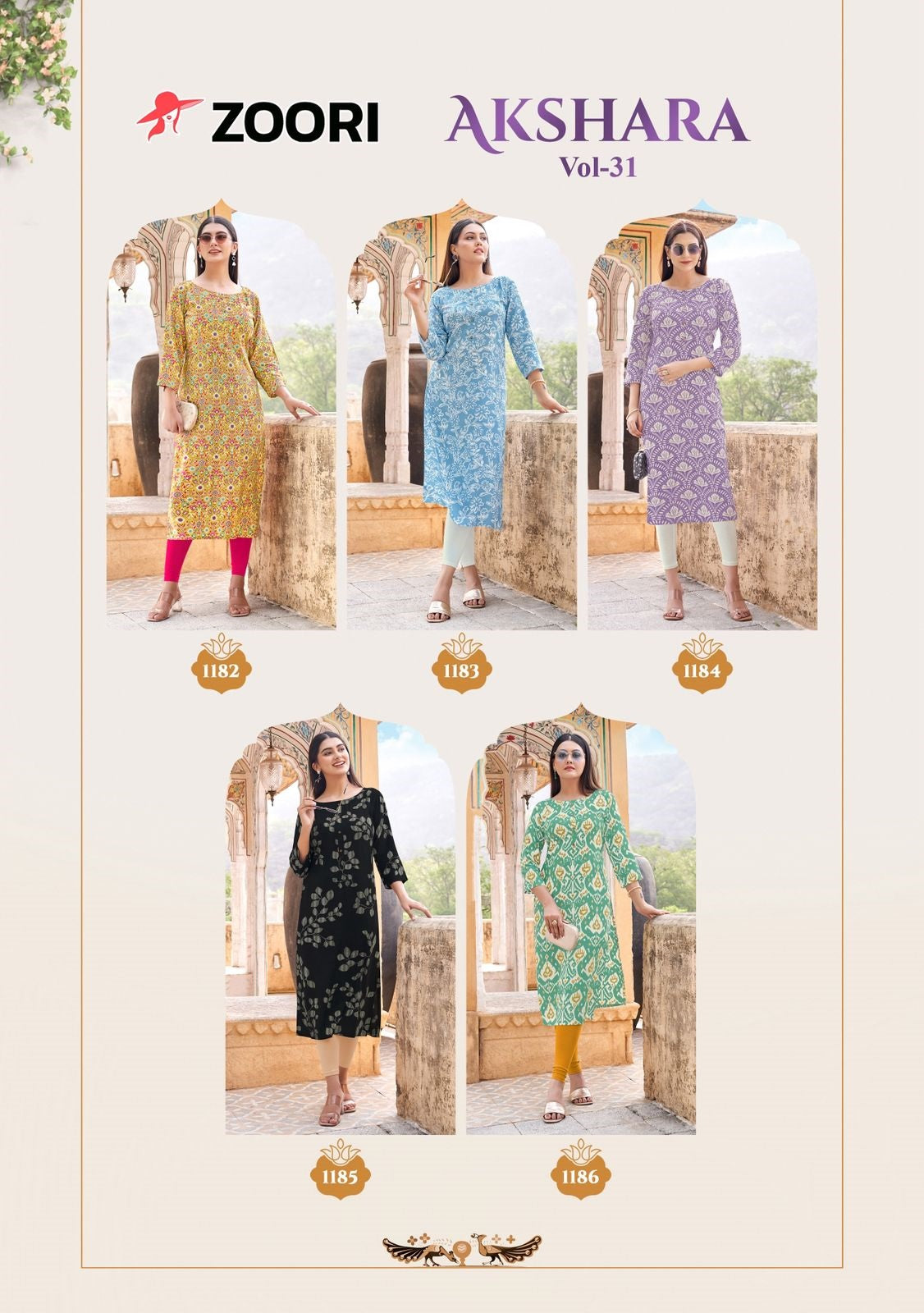 Akshara Vol 31 Zoori Rayon Long Straight Kurti Manufacturer