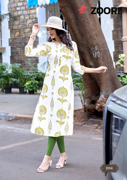 Akshara Vol 33 Zoori Rayon Long Straight Kurti Exporter Gujarat