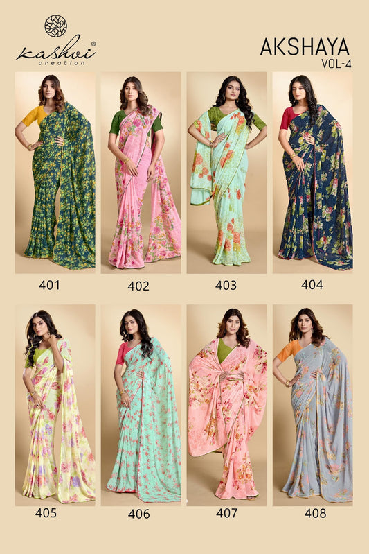 Akshaya Vol 4 Kashvi Creation Weightless Sarees Exporter