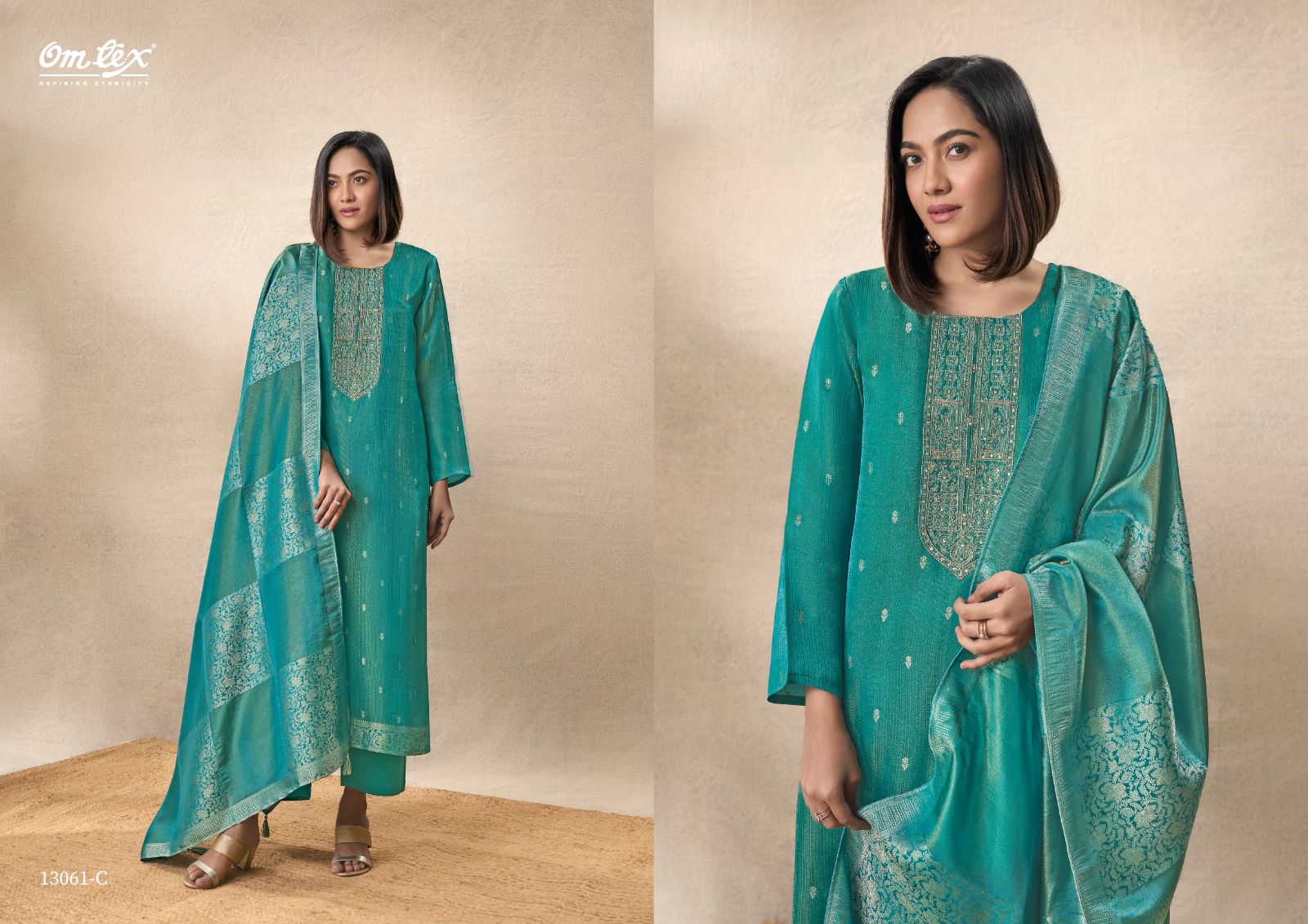 Akshithi Omtex Silk Plazzo Style Suits Wholesaler India