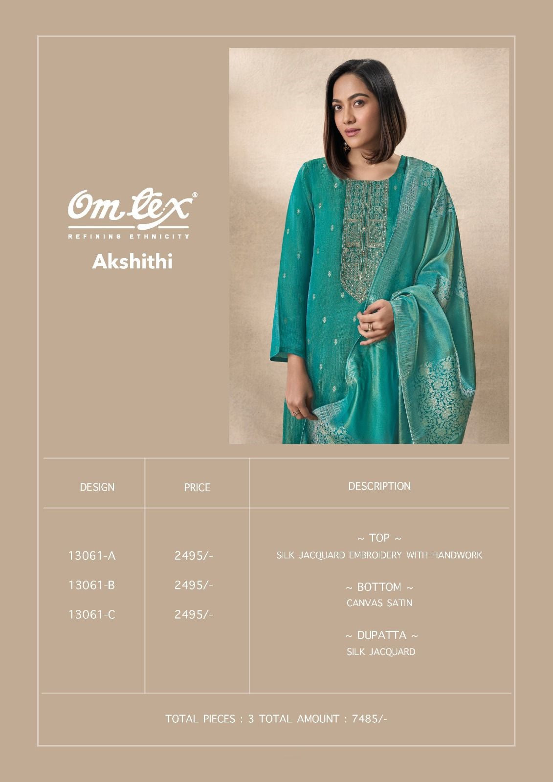 Akshithi Omtex Silk Plazzo Style Suits Wholesaler India