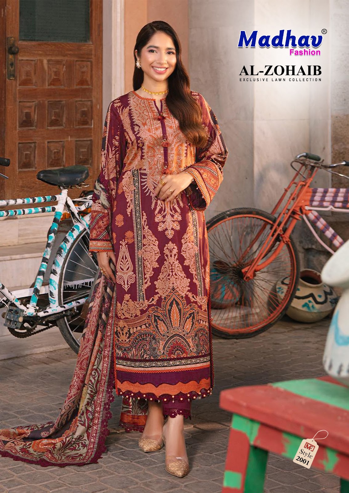 Al-Zohaib Vol 2 Madhav Fashion Cotton Lawn Karachi Salwar Suits Exporter