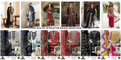 Al Azra Vol 10 Keval Fab Cotton Karachi Salwar Suits Manufacturer