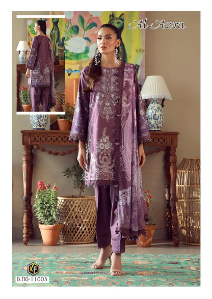 Al Azra Vol 11 Keval Fab Mix Cotton Karachi Salwar Suits Wholesale Rate