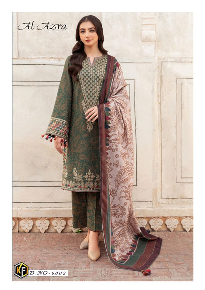 Al Azra Vol 6 Luxury Heavy Cotton Collection Keval Fab Karachi Salwar Suits Supplier Gujarat