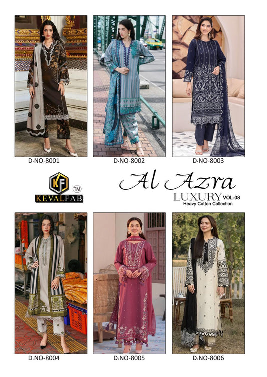 Al Azra Vol 8 Luxury Heavy Cotton Collection Keval Fab Karachi Salwar Suits Manufacturer India