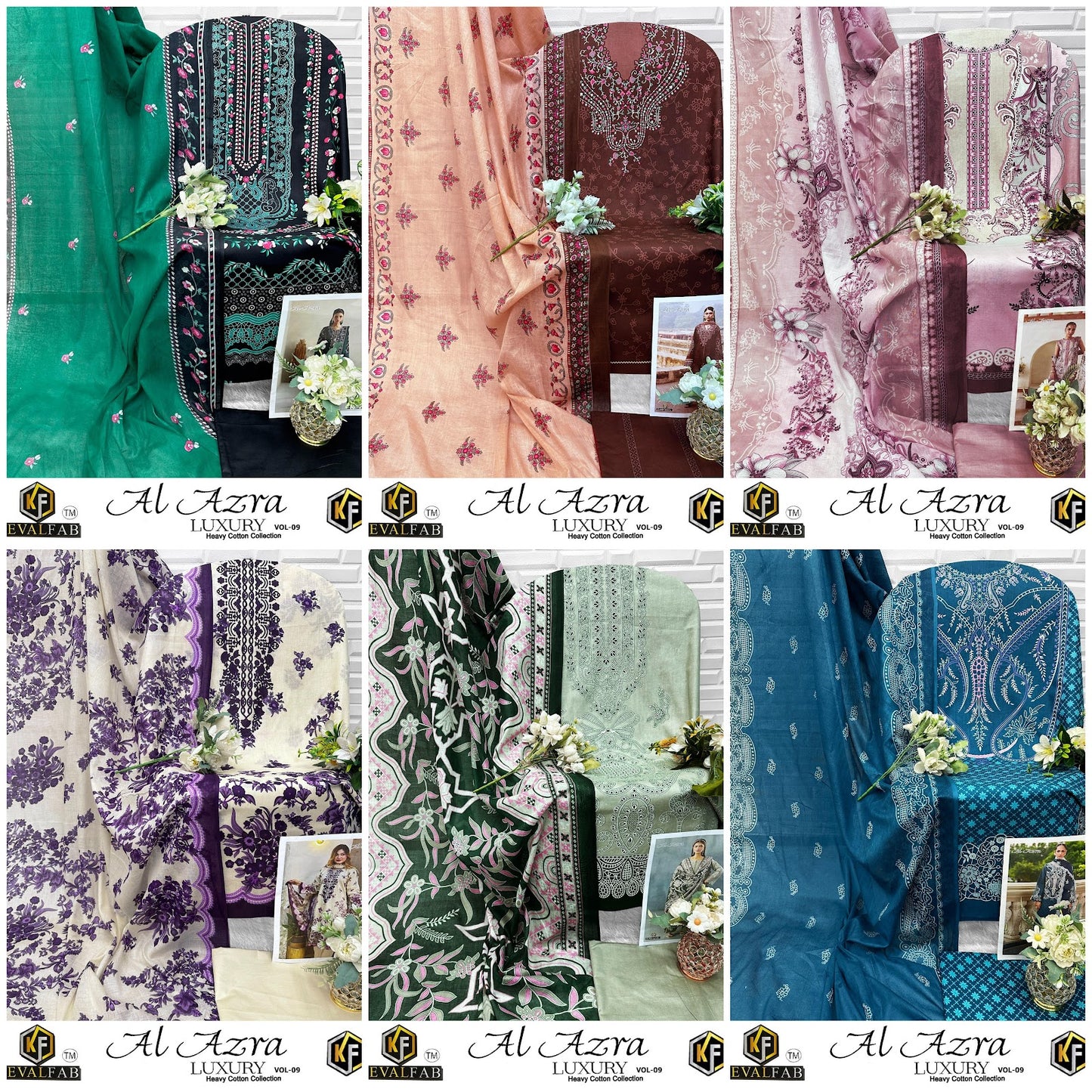 Al Azra Vol 9 Keval Fab Cotton Karachi Salwar Suits Supplier