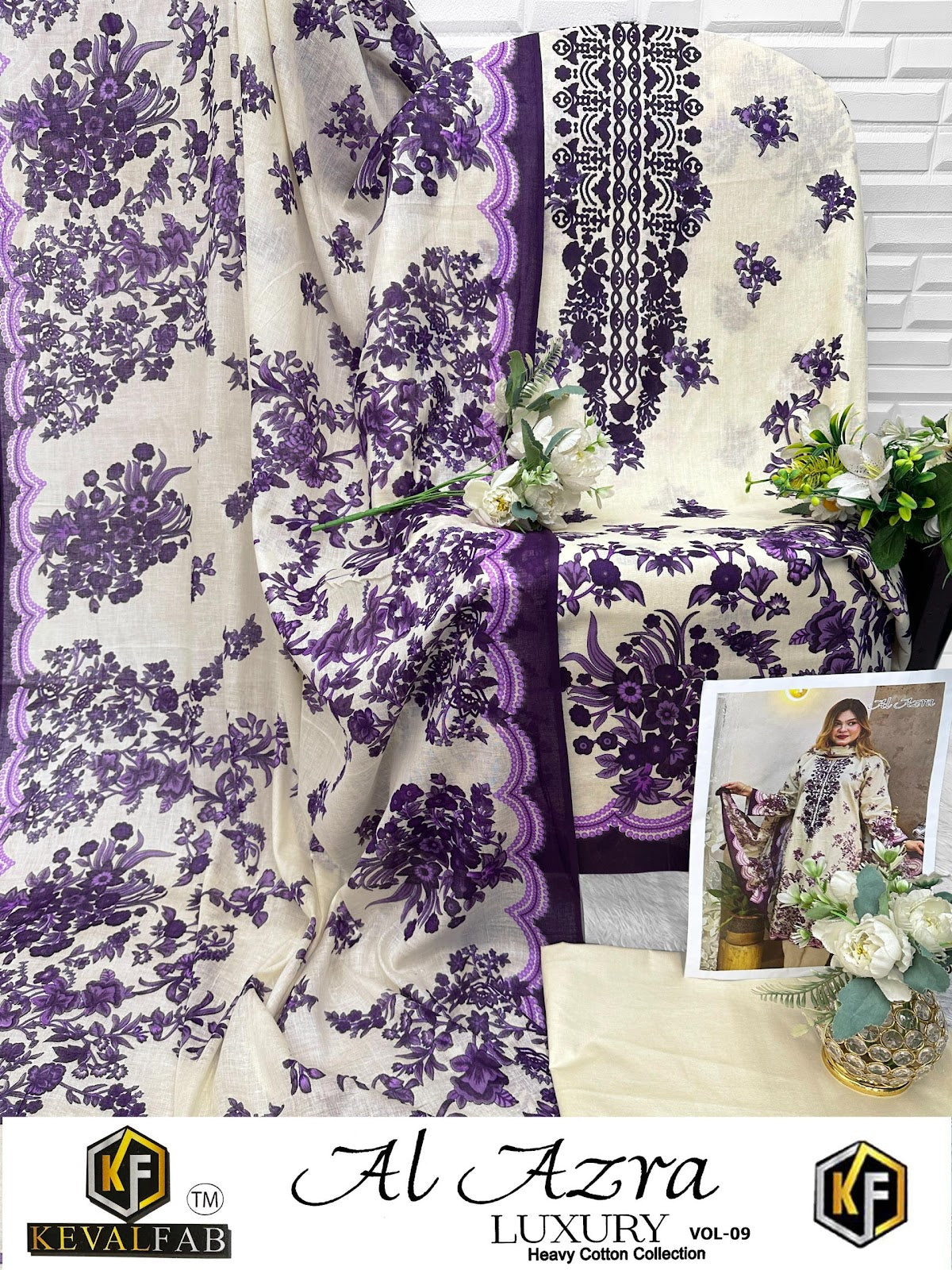 Al Azra Vol 9 Keval Fab Cotton Karachi Salwar Suits Supplier