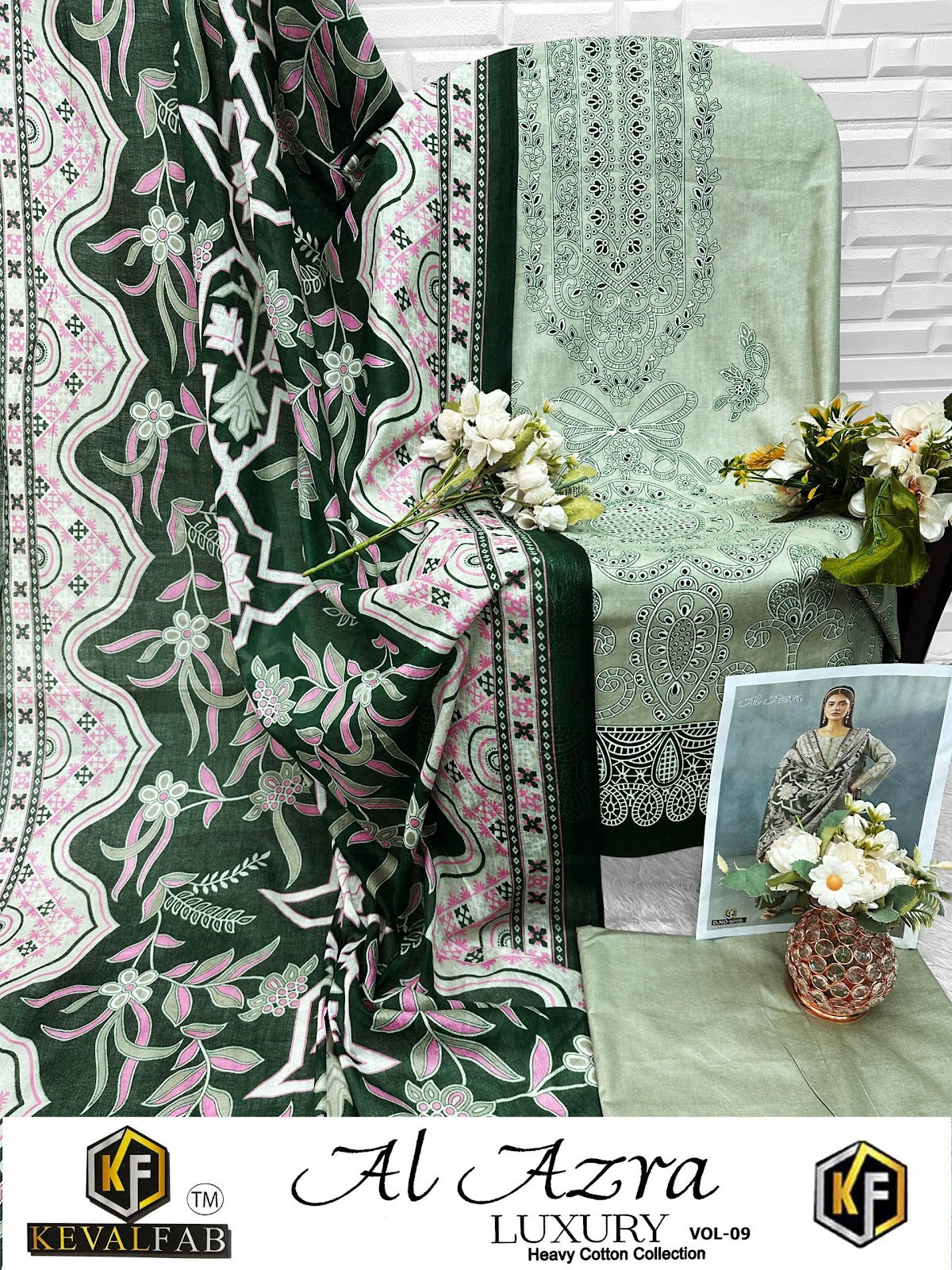 Al Azra Vol 9 Keval Fab Cotton Karachi Salwar Suits Supplier