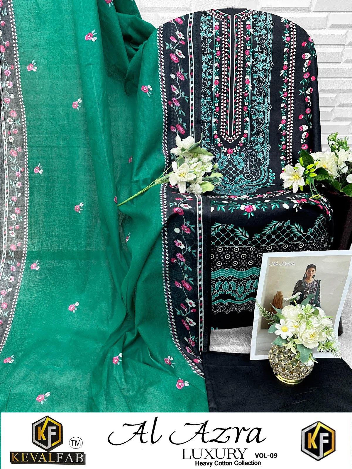 Al Azra Vol 9 Keval Fab Cotton Karachi Salwar Suits Supplier