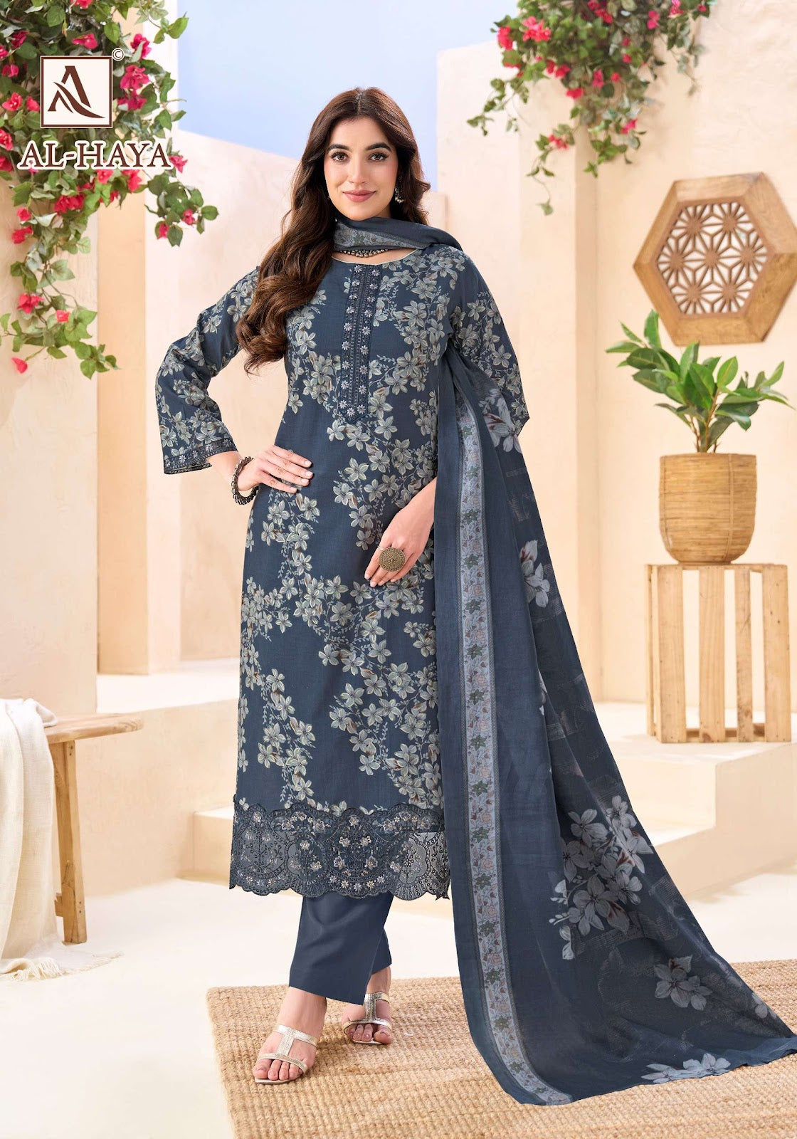 Al Haya Alok Cambric Cotton Karachi Salwar Suits Wholesaler