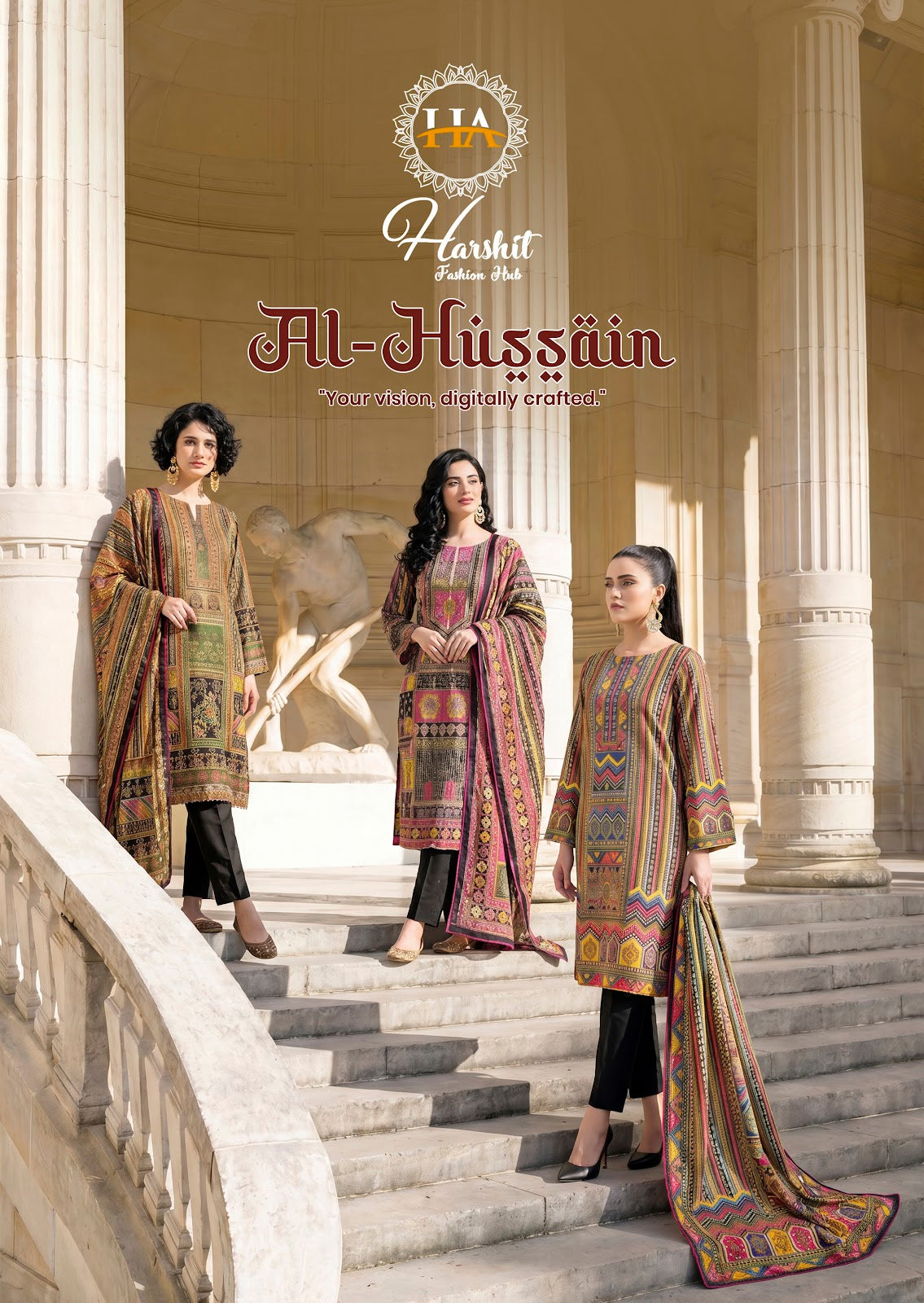 Al Hussain Harshit Fashion Pure Zam Karachi Salwar Suits Wholesaler Ahmedabad