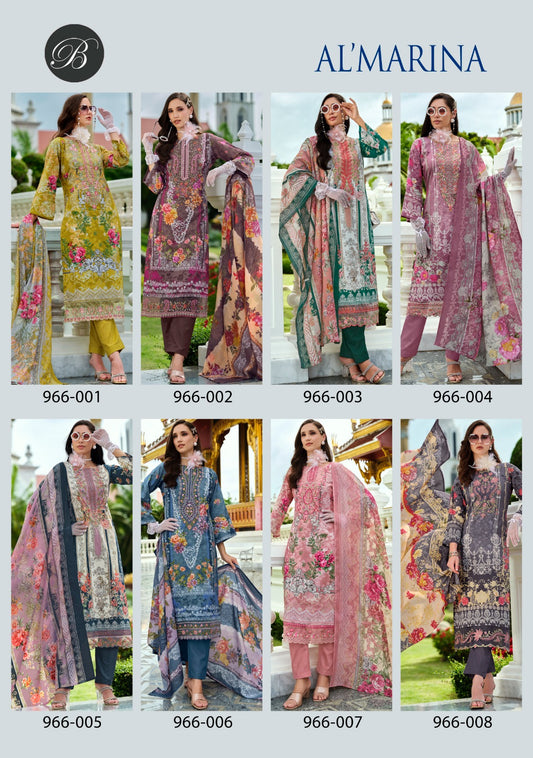 Al Marina Belliza Designer Studio Cotton Karachi Salwar Suits Exporter Gujarat