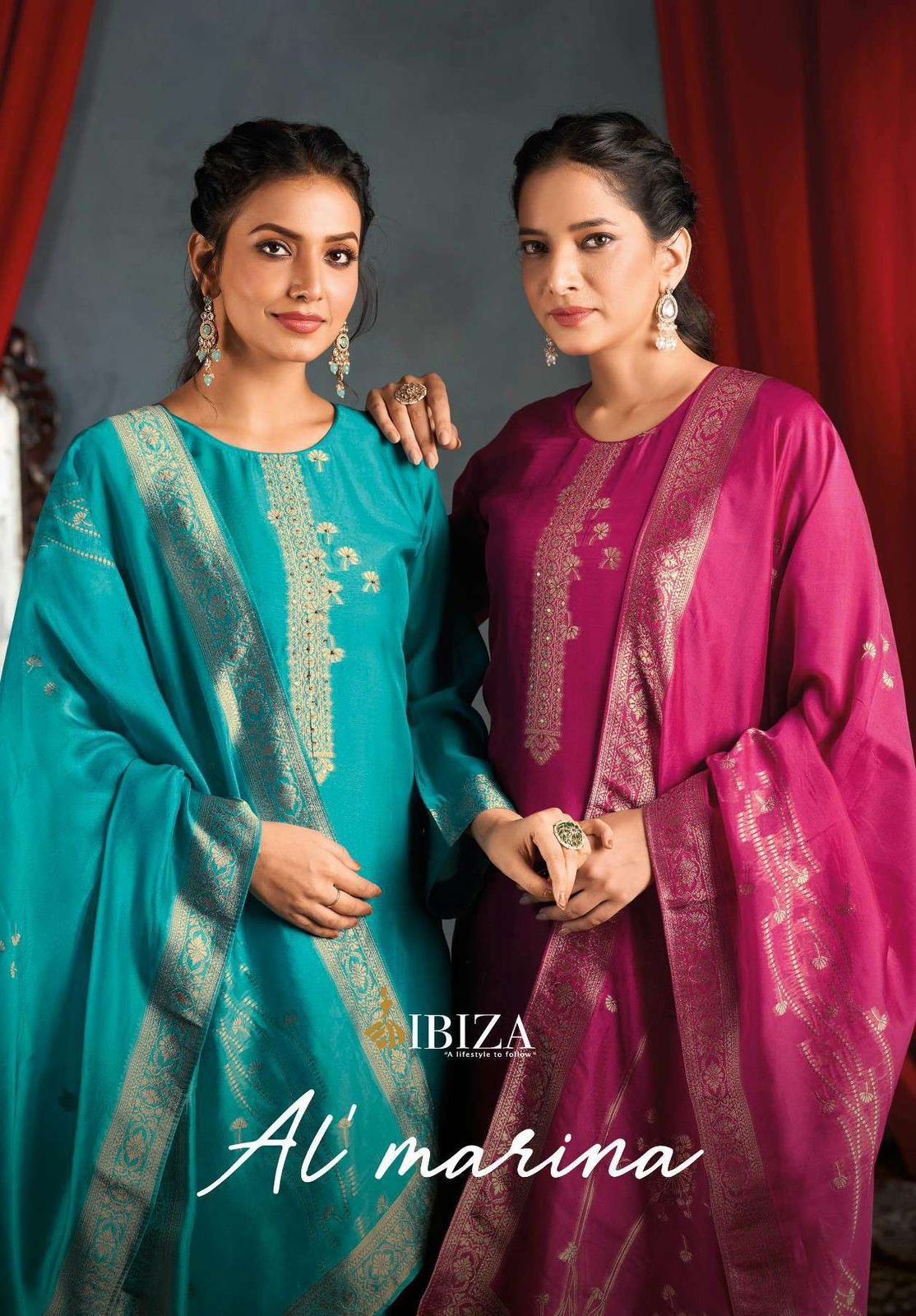 Al Marina Ibiza Banglori Silk Pant Style Suits Supplier Gujarat