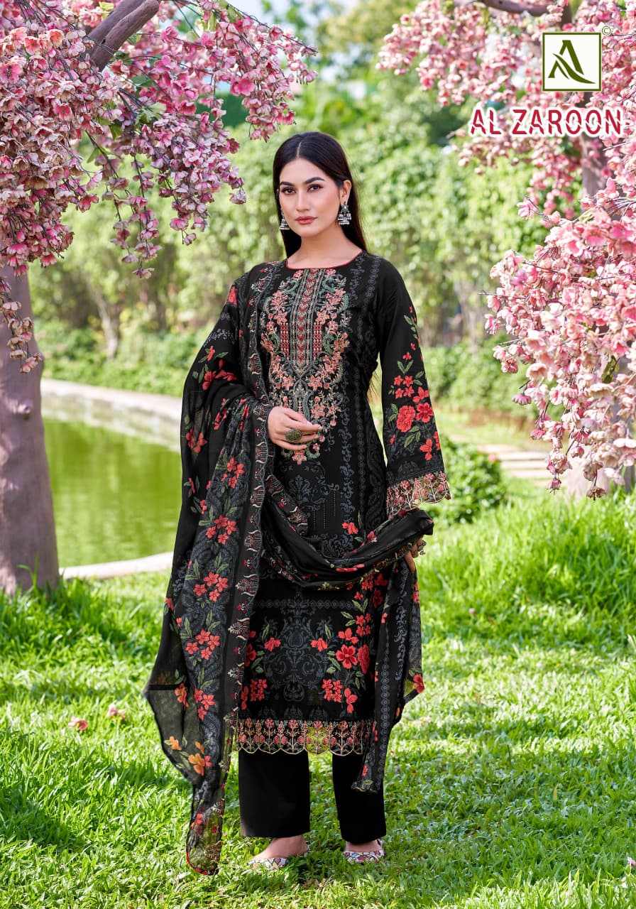 Al Zaroon Alok Cotton Cambric Karachi Salwar Suits Manufacturer Ahmedabad