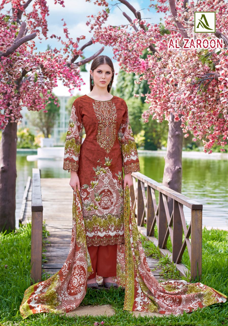 Al Zaroon Alok Cotton Cambric Karachi Salwar Suits Manufacturer Ahmedabad