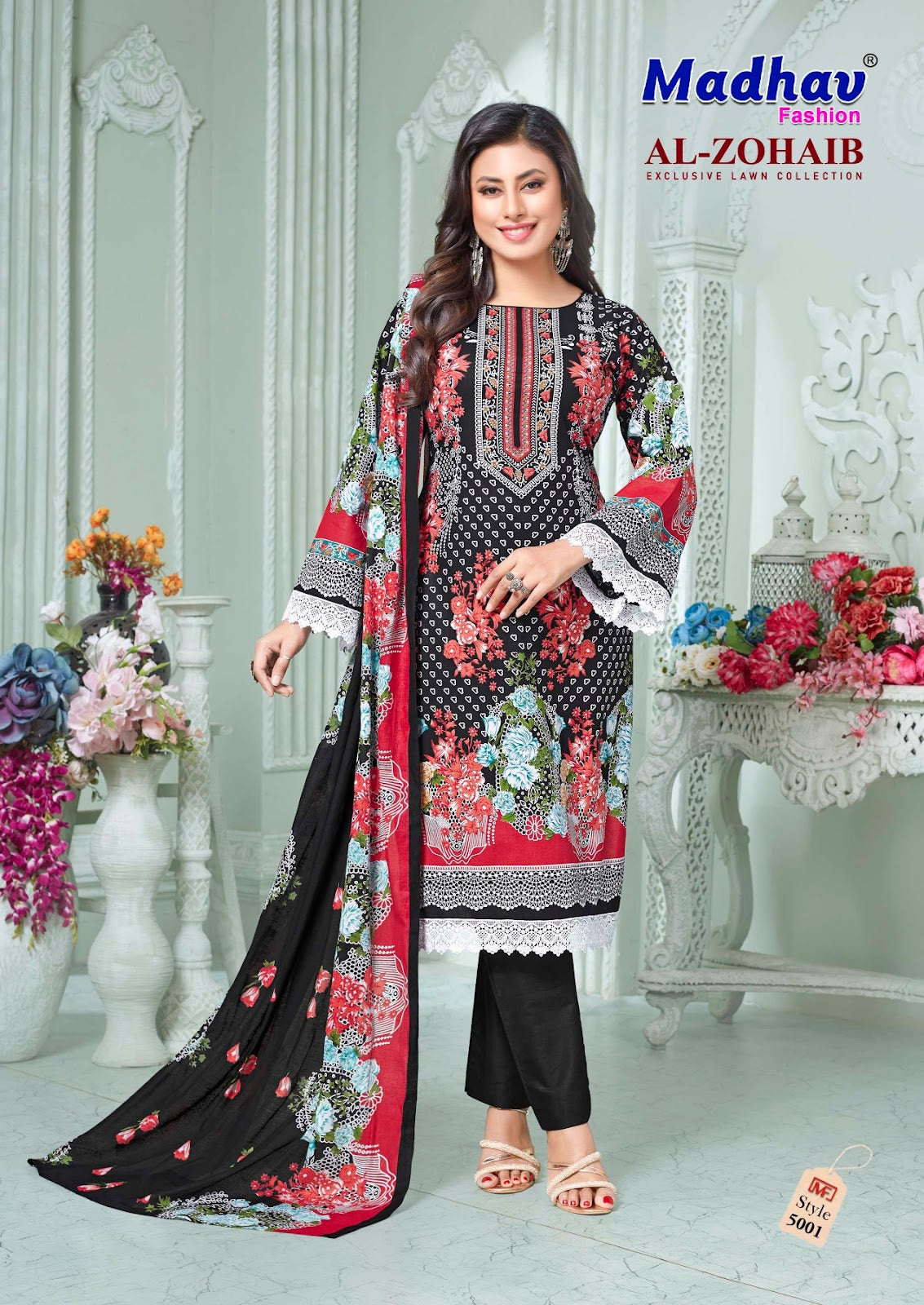 Al Zohaib Vol 5 Madhav Fashion Lawn Cotton Karachi Readymade Suits Supplier India