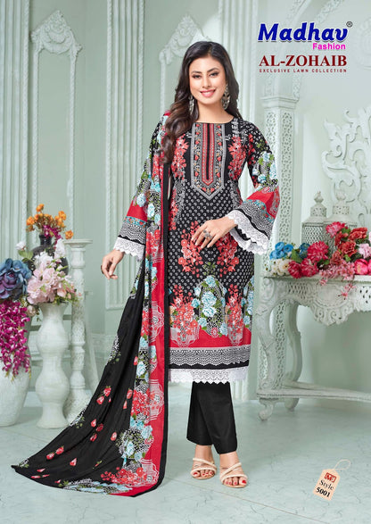 Al Zohaib Vol 5 Madhav Fashion Lawn Cotton Karachi Readymade Suits Supplier India