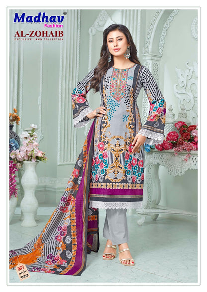 Al Zohaib Vol 5 Madhav Fashion Lawn Cotton Karachi Readymade Suits Supplier India