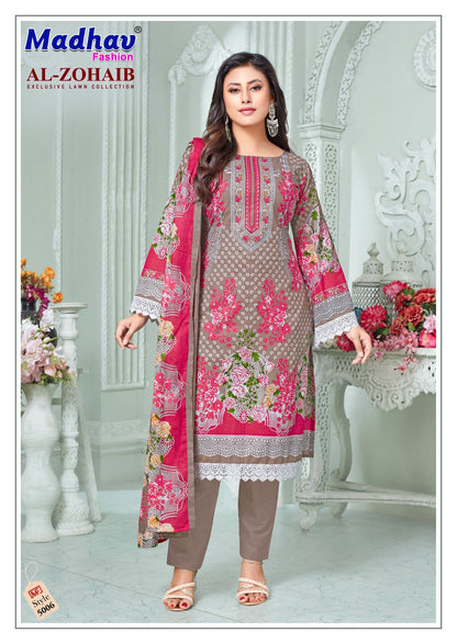 Al Zohaib Vol 5 Madhav Fashion Pure Lawn Karachi Salwar Suits Supplier