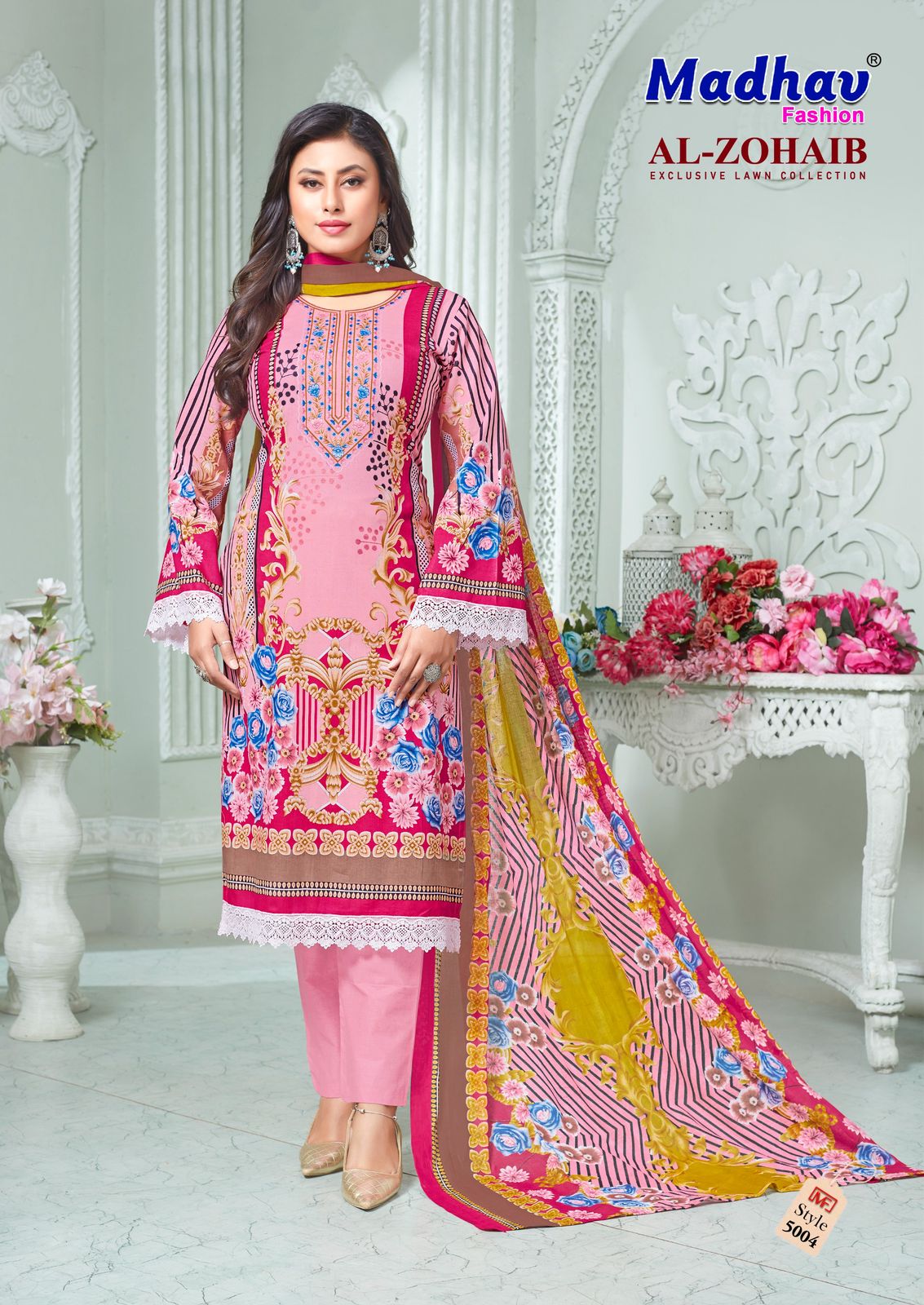 Al Zohaib Vol 5 Madhav Fashion Pure Lawn Karachi Salwar Suits Supplier
