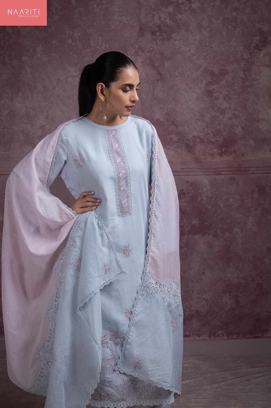 Alaka Naariti Cotton Linen Pant Style Suits Manufacturer Ahmedabad