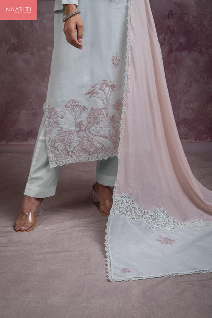 Alaka Naariti Cotton Linen Pant Style Suits Manufacturer Ahmedabad