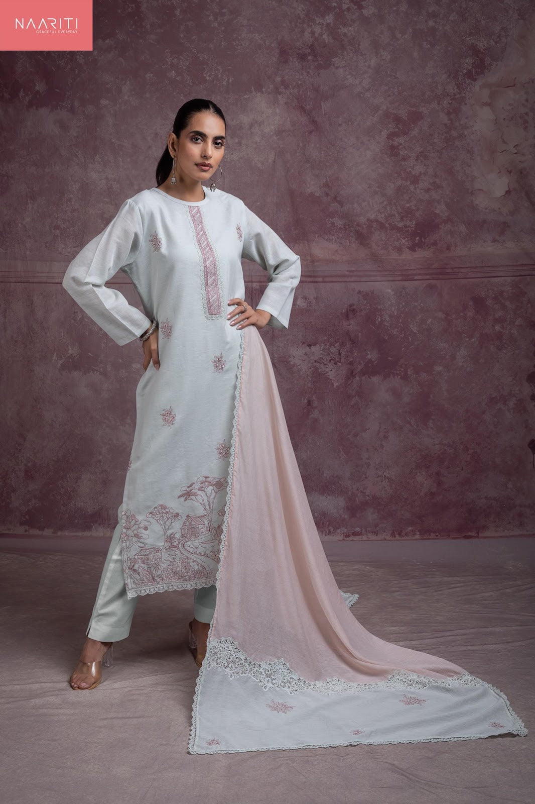 Alaka Naariti Cotton Linen Pant Style Suits Manufacturer Ahmedabad