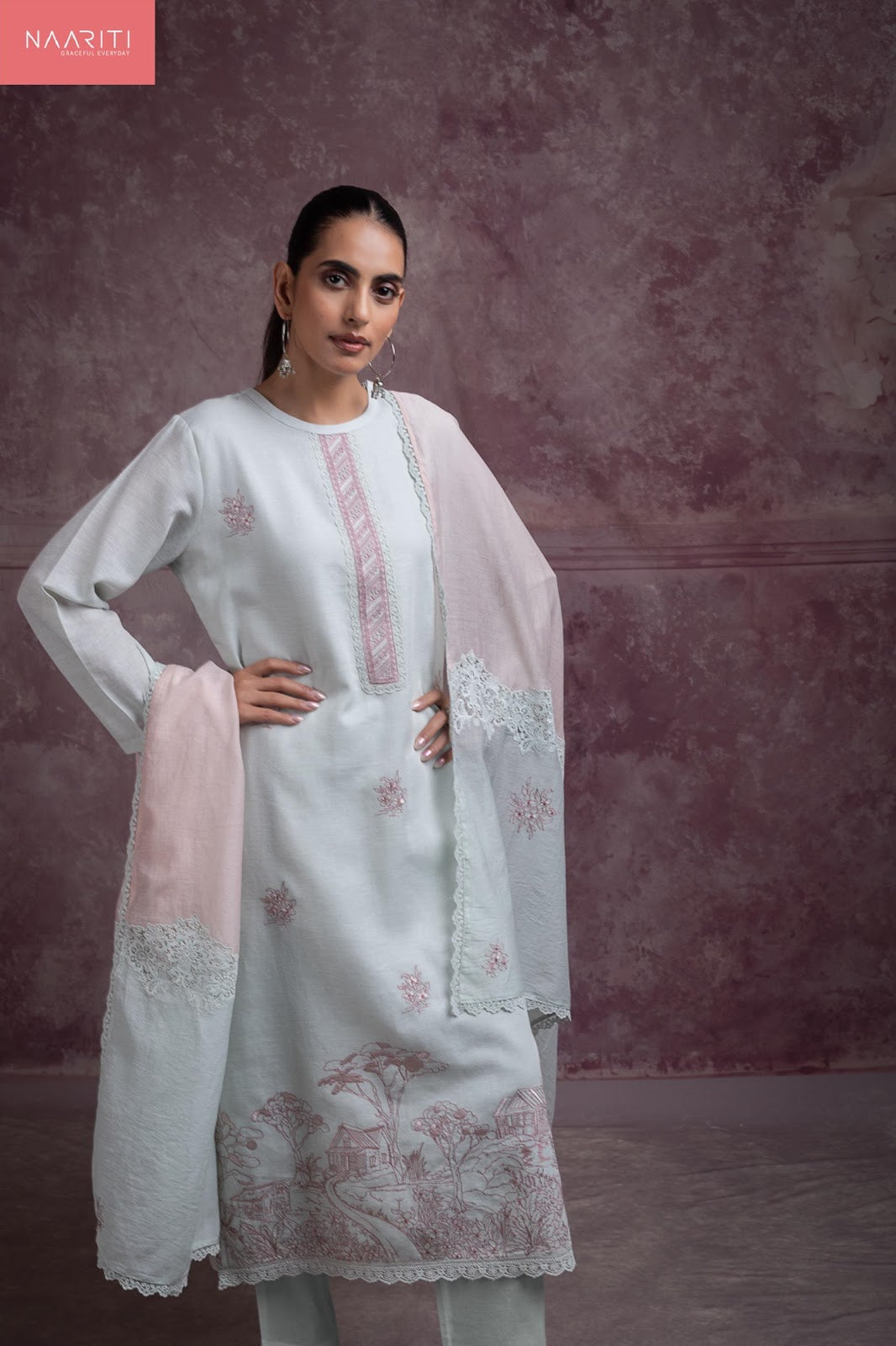 Alaka Naariti Cotton Linen Pant Style Suits Manufacturer Ahmedabad