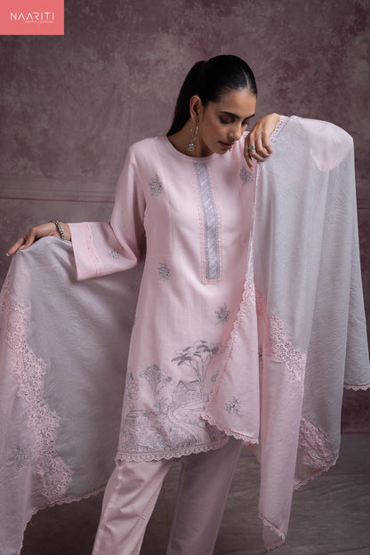 Alaka Naariti Cotton Linen Pant Style Suits Manufacturer Ahmedabad