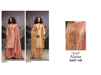Alana 4027 Ganga Pure Bemberg Plazzo Style Suits Manufacturer Ahmedabad
