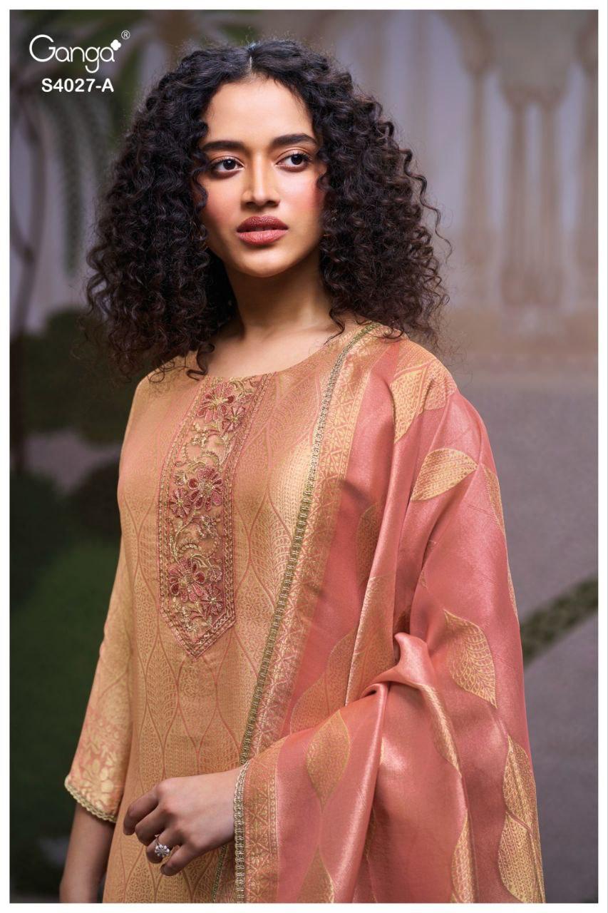 Alana 4027 Ganga Pure Bemberg Plazzo Style Suits Manufacturer Ahmedabad