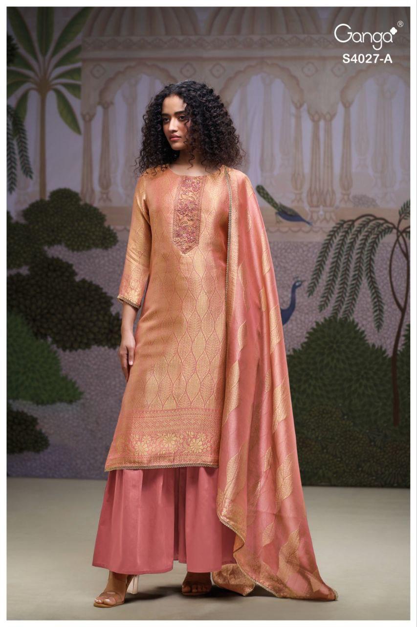 Alana 4027 Ganga Pure Bemberg Plazzo Style Suits Manufacturer Ahmedabad