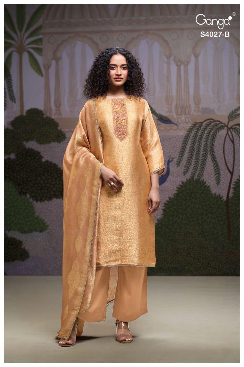 Alana 4027 Ganga Pure Bemberg Plazzo Style Suits Manufacturer Ahmedabad