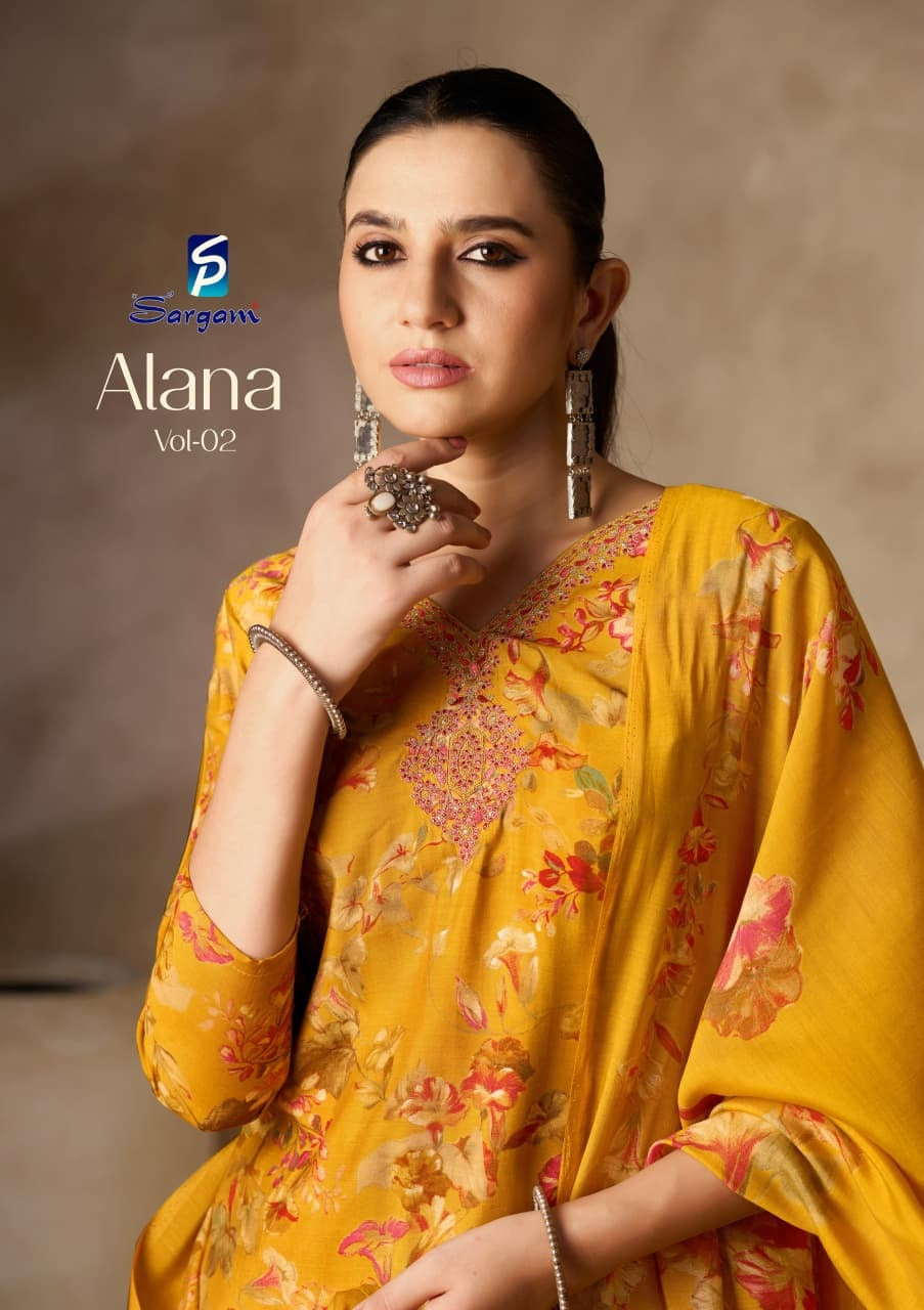 Alana Vol 2 Sargam Prints Viscose Modal Pant Style Suits Wholesaler India