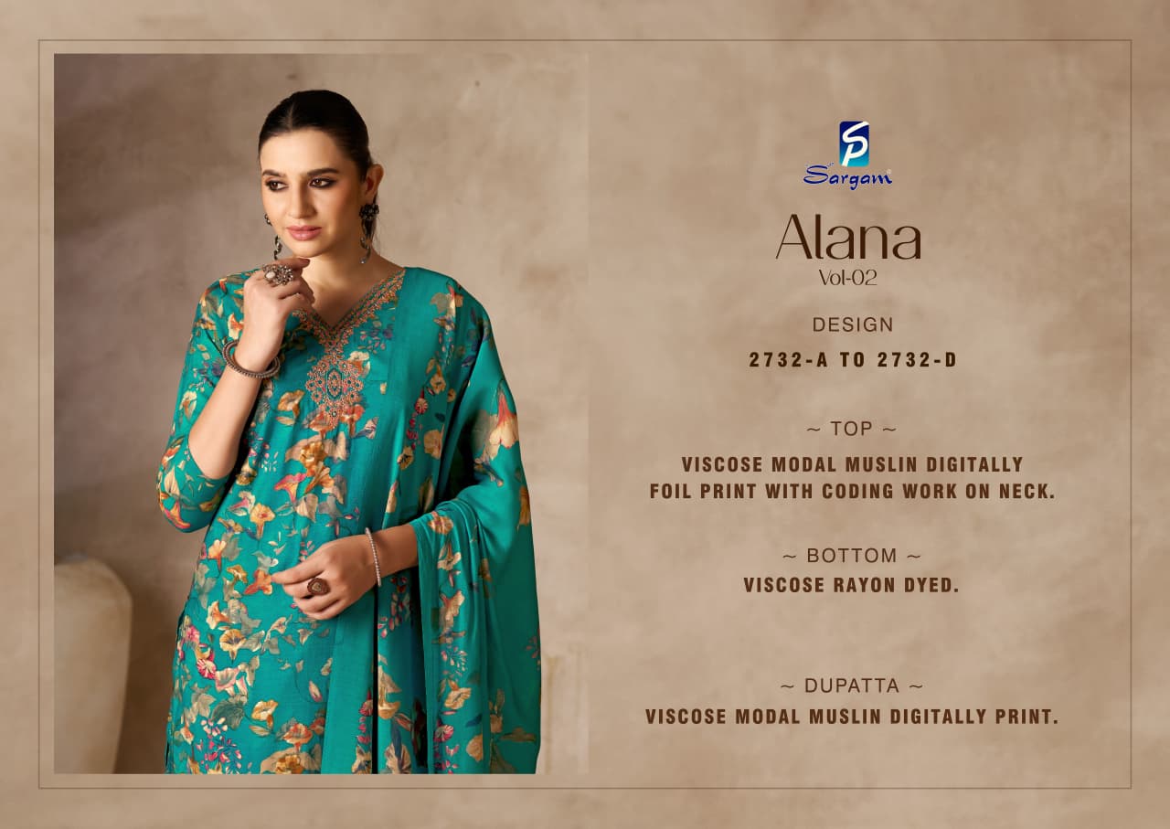 Alana Vol 2 Sargam Prints Viscose Modal Pant Style Suits Wholesaler India