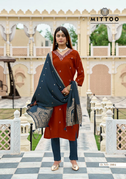 Alankar Mittoo Viscose Weaving Readymade Pant Style Suits Wholesaler India