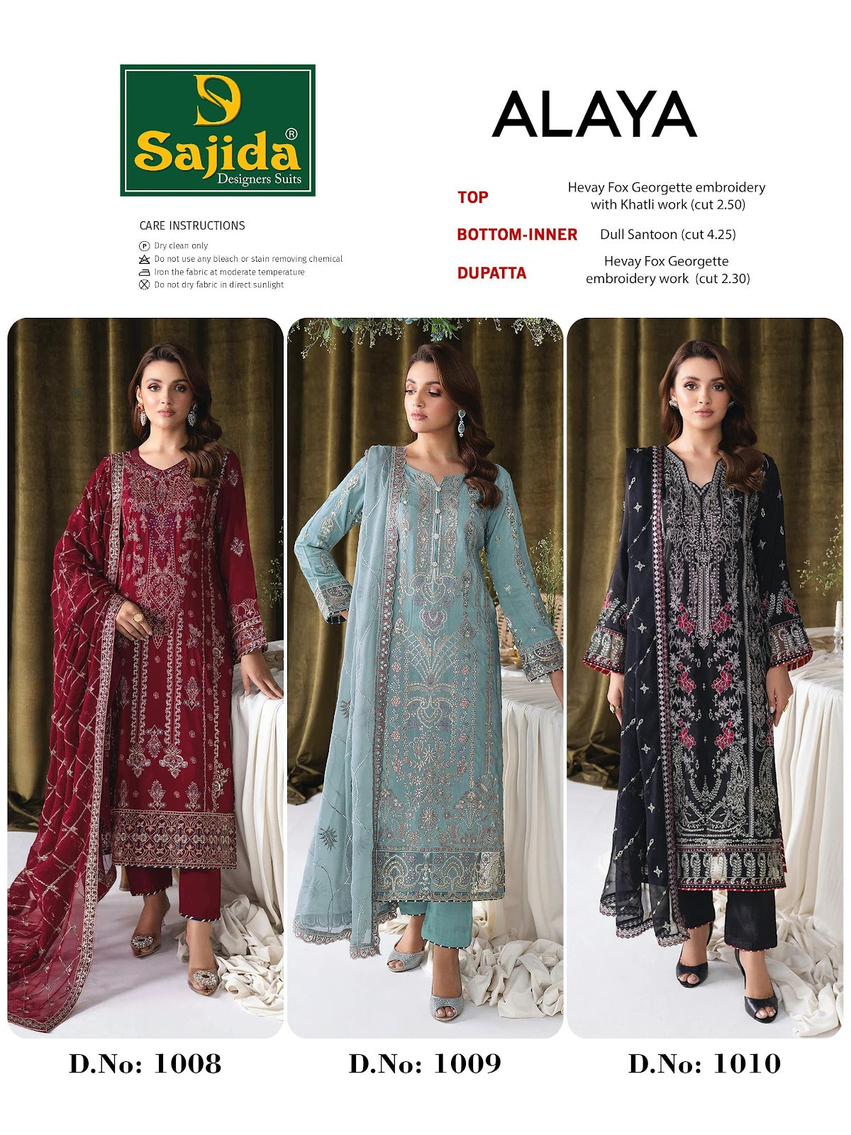 Alaya Sajida Georgette Pakistani Salwar Suits Wholesale