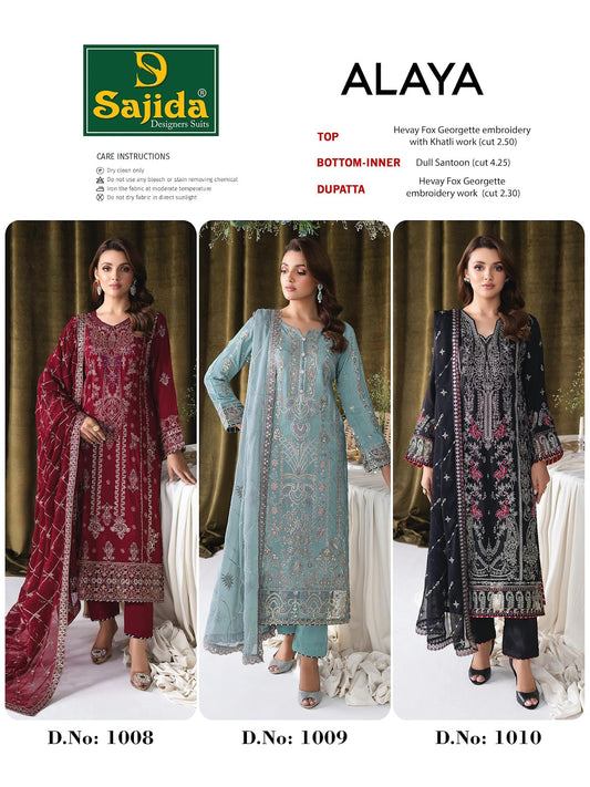Alaya Sajida Georgette Pakistani Salwar Suits Wholesale