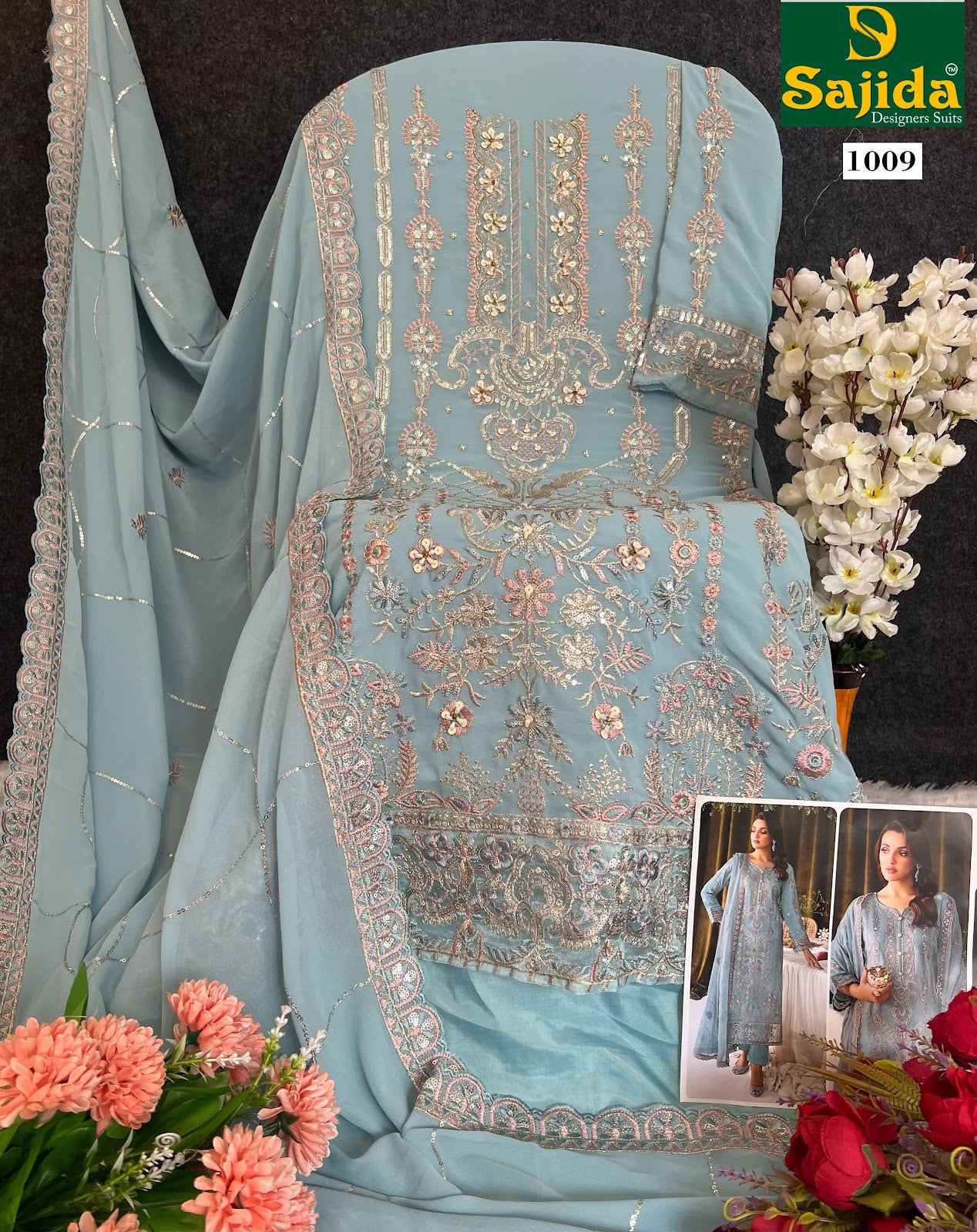 Alaya Sajida Georgette Pakistani Salwar Suits Wholesale