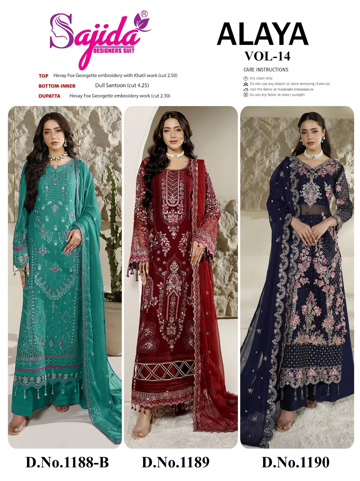 Alaya Vol 14 Sajida Georgette Pakistani Salwar Suits Manufacturer Ahmedabad