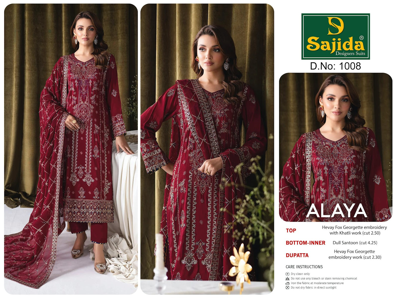 Alaya Vol 1 Sajida Georgette Pakistani Salwar Suits Wholesaler Gujarat