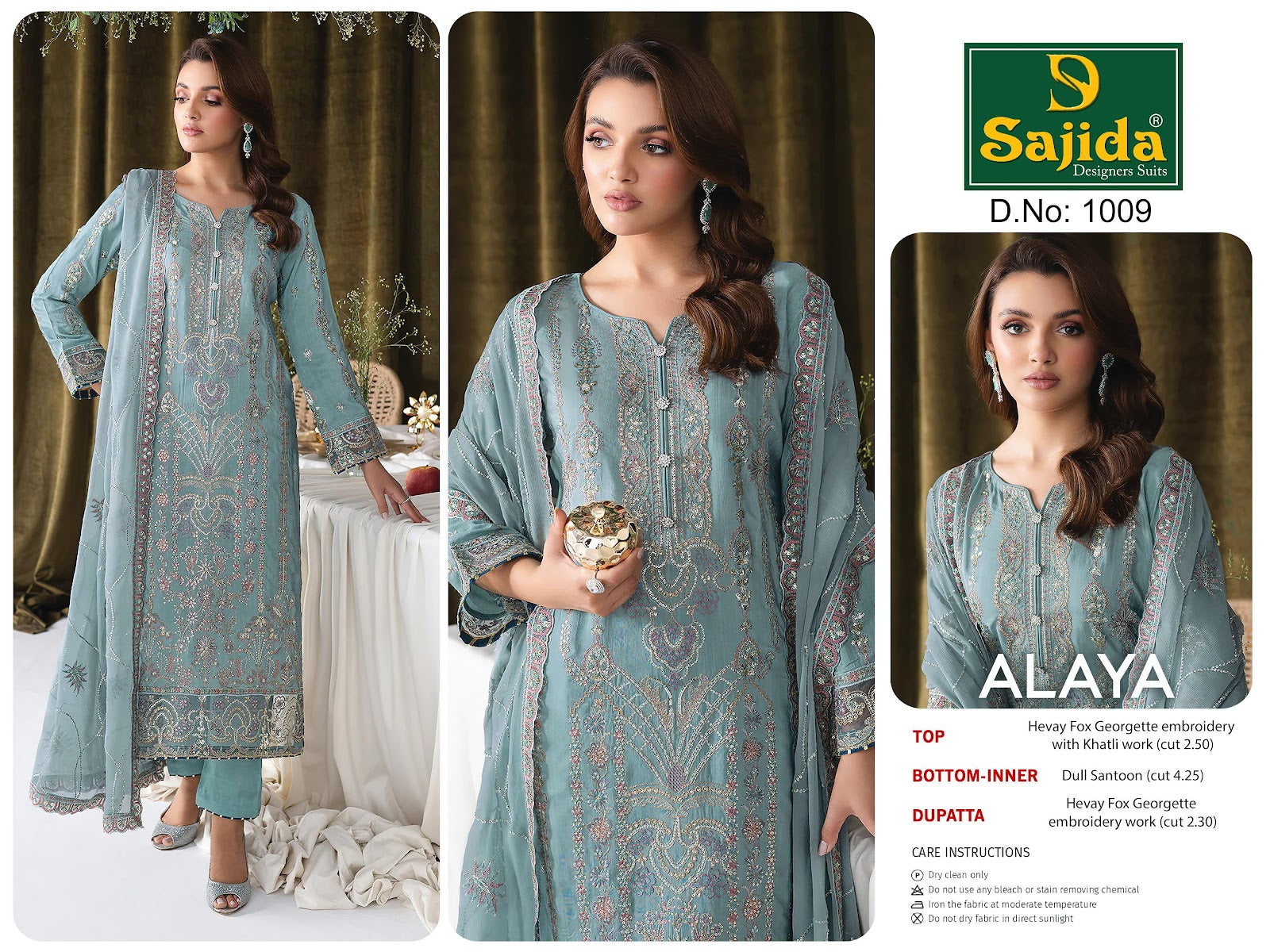 Alaya Vol 1 Sajida Georgette Pakistani Salwar Suits Wholesaler Gujarat
